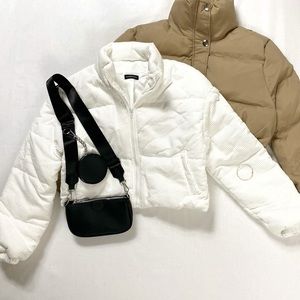 Corduroy Drop Shoulder Puffer Jacket